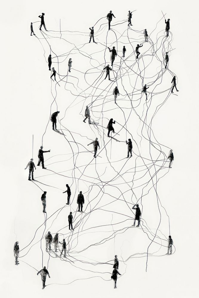 Hand drawn of people playing sakteboard drawing person minimalist.
