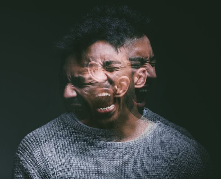 Stress,,screaming,and,man,in,studio,with,double,exposure,for